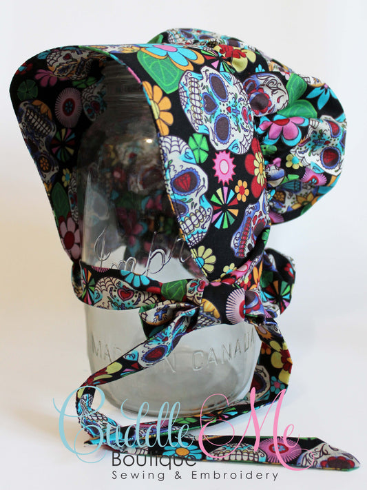 Black Sugar Skulls Prairie Baby Bonnet