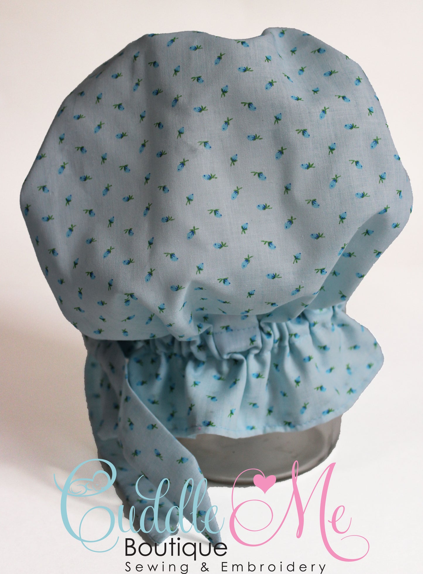 Vintage Blue Mini Flowers Prairie Baby Bonnet