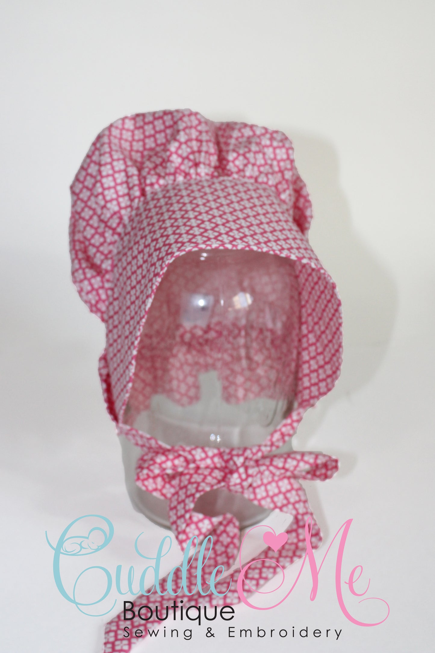 Pink Geometric Shapes Prairie Baby Bonnet