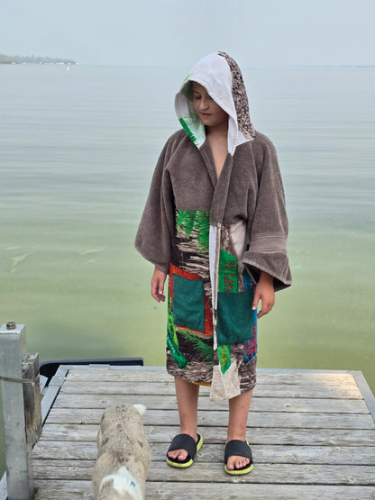 Up-cycled Towel Robe - Small - Road Signs