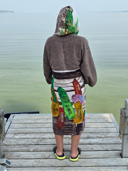Up-cycled Towel Robe - Small - Road Signs