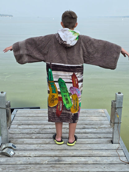 Up-cycled Towel Robe - Small - Road Signs