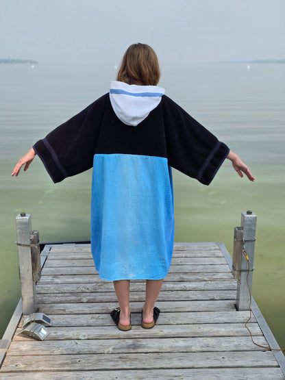 Up-cycled Towel Robe - Small/Medium - Blue Ombre
