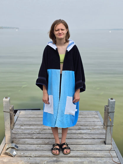 Up-cycled Towel Robe - Small/Medium - Blue Ombre