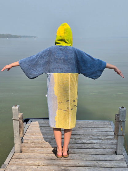 Up-cycled Towel Robe - Small - Footprints in the Sand