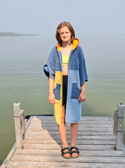 Up-cycled Towel Robe - Small - Footprints in the Sand