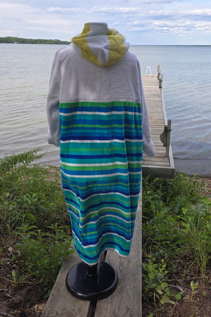 Up-cycled Towel Robe - Large/XL - Boy Stripes
