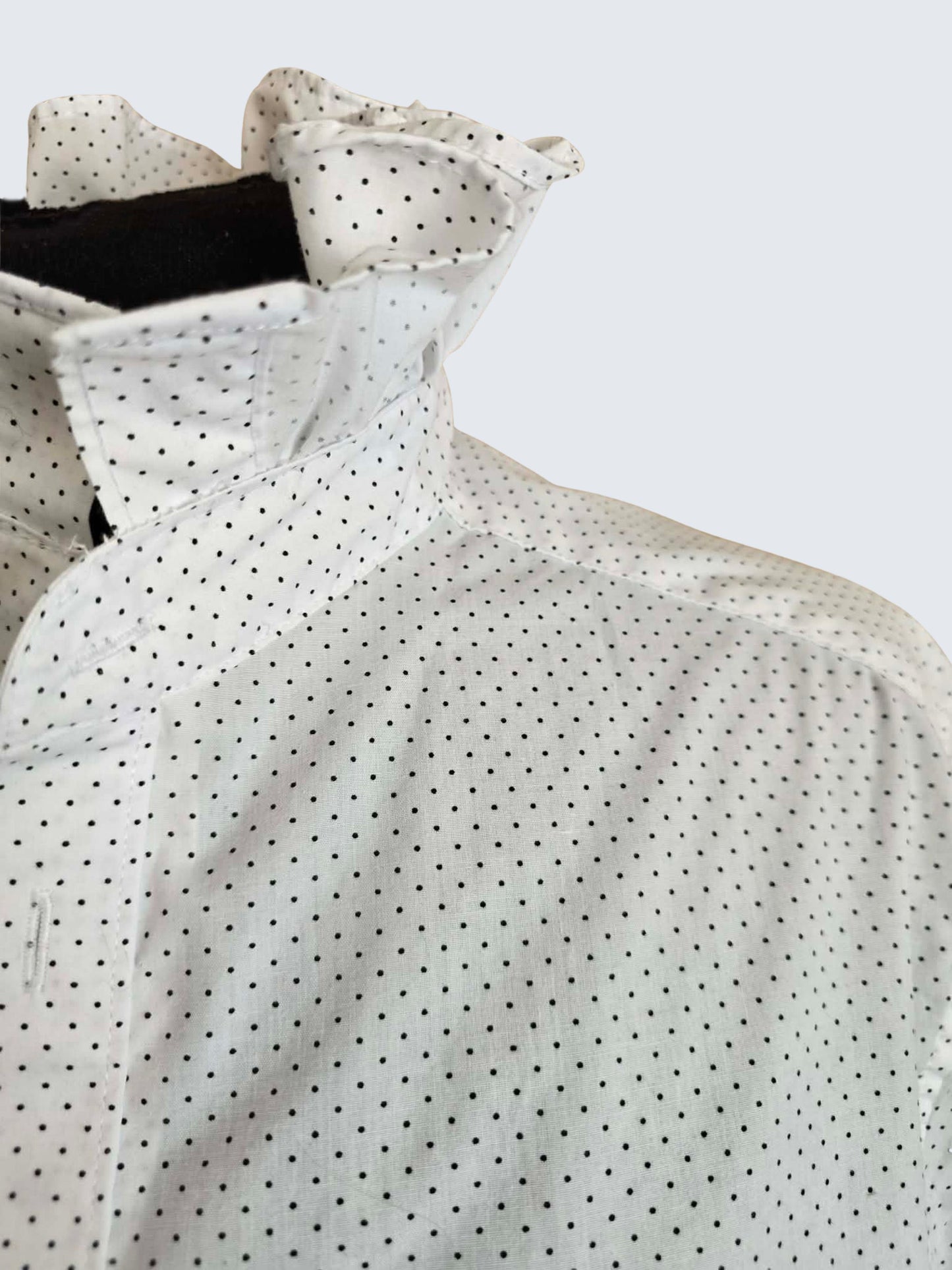 Up-cycled Ruffle Collar Button-up Blouse - H & M Polka Dot Slim Fit - Women's Large