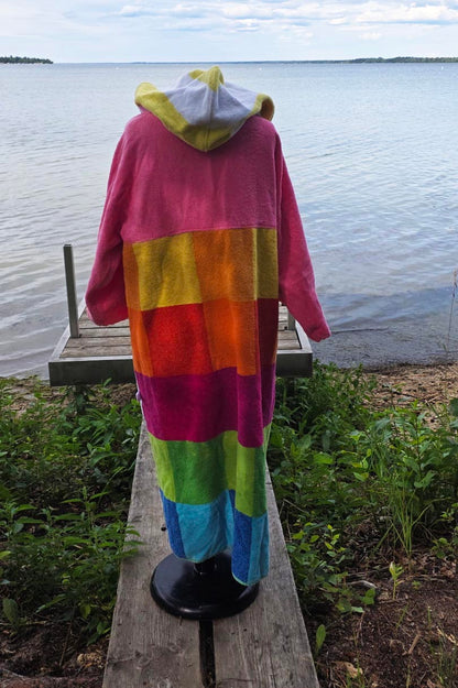 Up-cycled Towel Robe - Large/XL - Large Girly Stripes