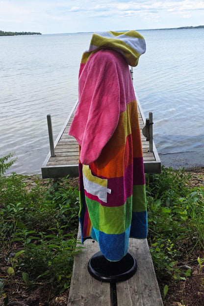 Up-cycled Towel Robe - Large/XL - Large Girly Stripes