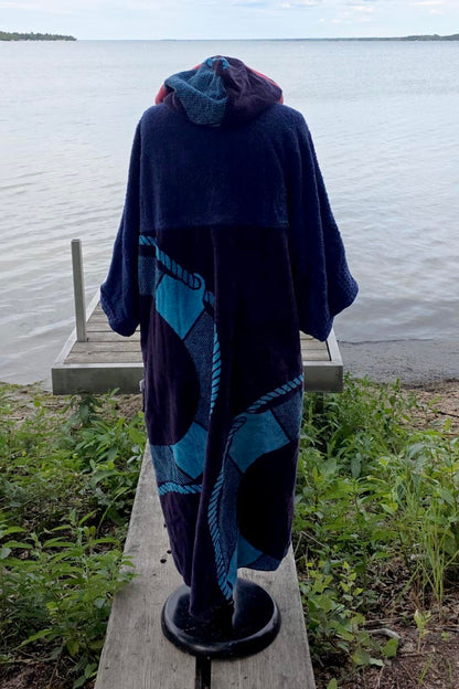Up-cycled Towel Robe - Large/XL Nautical Ropes