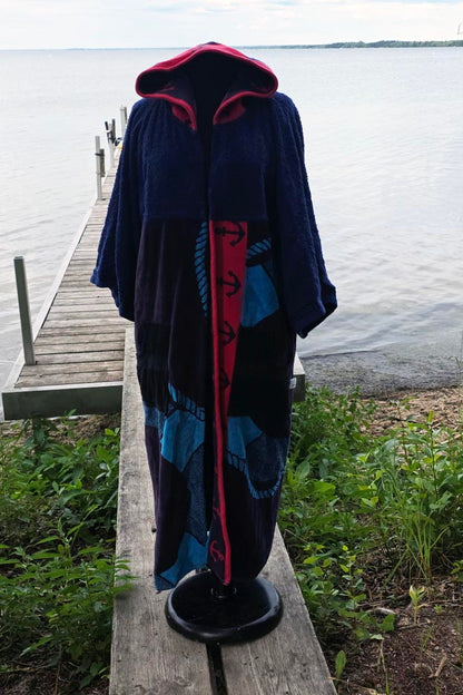 Up-cycled Towel Robe - Large/XL Nautical Ropes