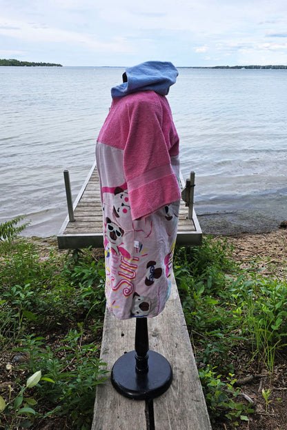 Up-cycled Towel Robe - Small - Pink Puppes