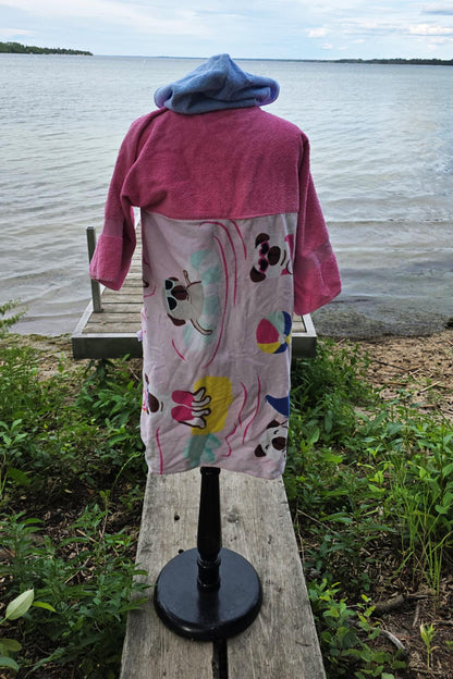 Up-cycled Towel Robe - Small - Pink Puppes