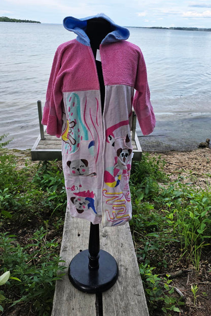 Up-cycled Towel Robe - Small - Pink Puppes