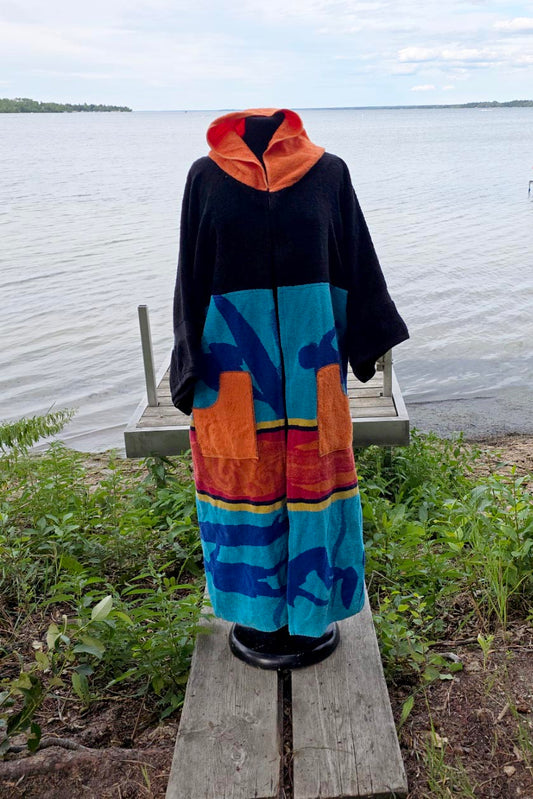Up-cycled Towel Robe - Large/XL - Surfer