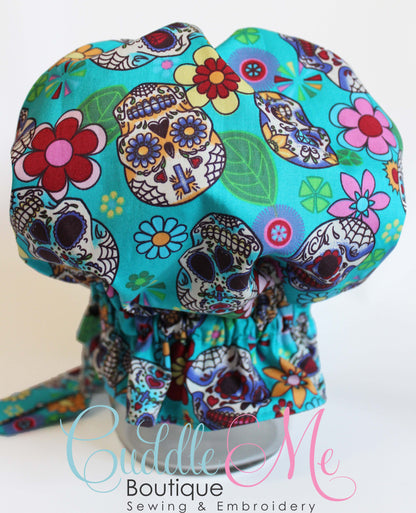 Blue Sugar Skulls Prairie Baby Bonnet