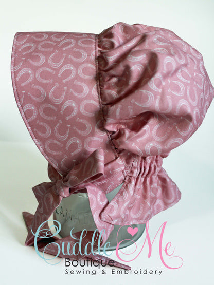Horse Shoes Prairie Baby Bonnet