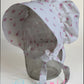 Vintage White Bonnet with Pink Flowers Prairie Bonnet