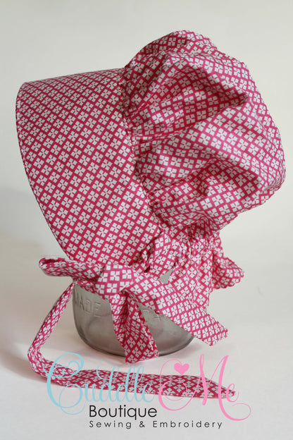 Pink Geometric Shapes Prairie Baby Bonnet